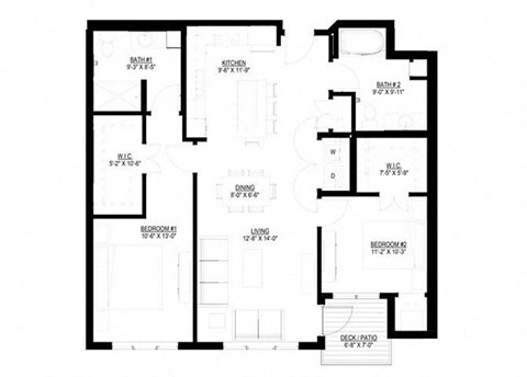 2 Bedroom Floor Plan